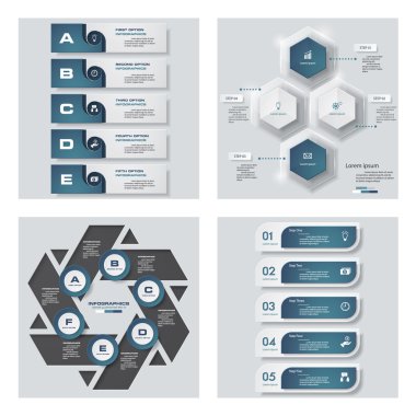 4 mavi renk şablonu/grafik veya Web sitesi düzeni topluluğu. Vektör arka plan.