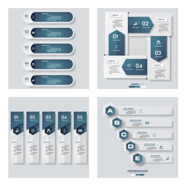 4 mavi renk şablonu/grafik veya Web sitesi düzeni topluluğu. Vektör arka plan.