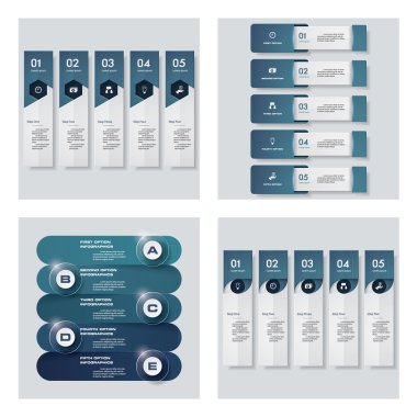 4 mavi renk şablonu/grafik veya Web sitesi düzeni topluluğu. Vektör arka plan.