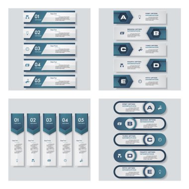 4 mavi renk şablonu/grafik veya Web sitesi düzeni topluluğu. Vektör arka plan.