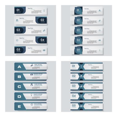 4 mavi renk şablonu/grafik veya Web sitesi düzeni topluluğu. Vektör arka plan.
