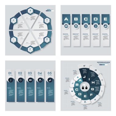 4 mavi renk şablonu/grafik veya Web sitesi düzeni topluluğu. Vektör arka plan.