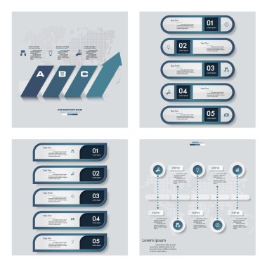 4 mavi renk şablonu/grafik veya Web sitesi düzeni topluluğu. Vektör arka plan.