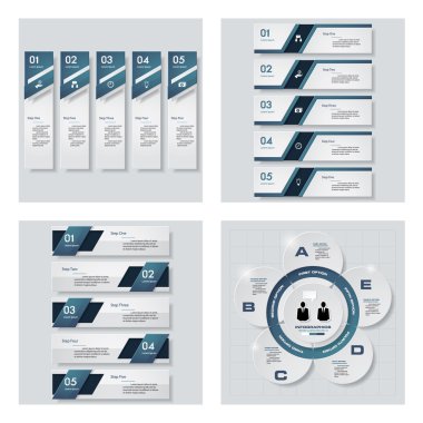 4 mavi renk şablonu/grafik veya Web sitesi düzeni topluluğu. Vektör arka plan.