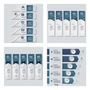 4 mavi renk şablonu/grafik veya Web sitesi düzeni topluluğu. Vektör arka plan.