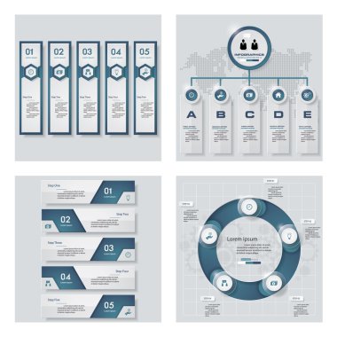 4 mavi renk şablonu/grafik veya Web sitesi düzeni topluluğu. Vektör arka plan.
