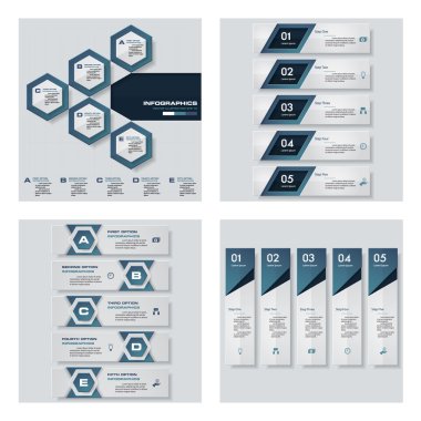 4 mavi renk şablonu/grafik veya Web sitesi düzeni topluluğu. Vektör arka plan.