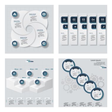 4 mavi renk şablonu/grafik veya Web sitesi düzeni topluluğu. Vektör arka plan.