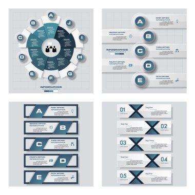 4 mavi renk şablonu/grafik veya Web sitesi düzeni topluluğu. Vektör arka plan.