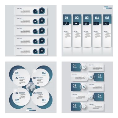 4 mavi renk şablonu/grafik veya Web sitesi düzeni topluluğu. Vektör arka plan.