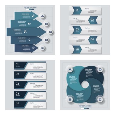 4 mavi renk şablonu/grafik veya Web sitesi düzeni topluluğu. Vektör arka plan.