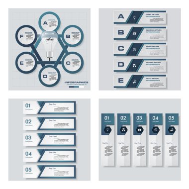 4 mavi renk şablonu/grafik veya Web sitesi düzeni topluluğu. Vektör arka plan.