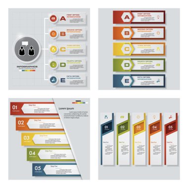 4 Tasarım renkli sunu şablonları koleksiyonu. Vektör arka plan. 