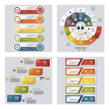 4 Tasarım renkli sunu şablonları koleksiyonu. Vektör arka plan. 