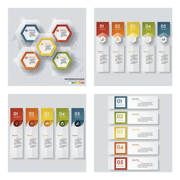 4 Tasarım renkli sunu şablonları koleksiyonu. Vektör arka plan. 