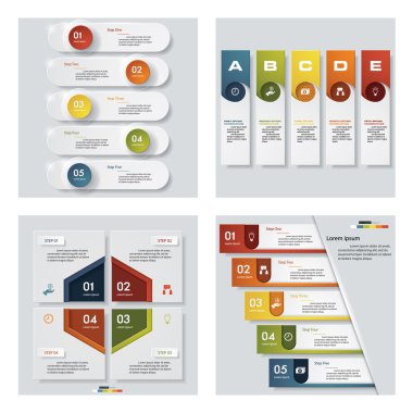 4 Tasarım renkli sunu şablonları koleksiyonu. Vektör arka plan. 