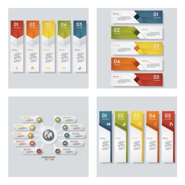 4 Tasarım renkli sunu şablonları koleksiyonu. Vektör arka plan. 