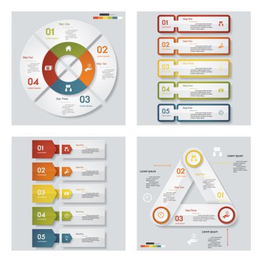4 tasarım şablonu/grafik veya Web sitesi düzeni topluluğu. Vektör arka plan.