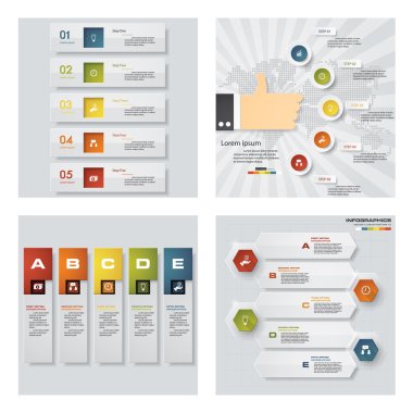 4 tasarım şablonu/grafik veya Web sitesi düzeni topluluğu. Vektör arka plan.