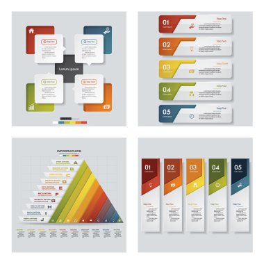 4 tasarım şablonu/grafik veya Web sitesi düzeni topluluğu. Vektör arka plan.