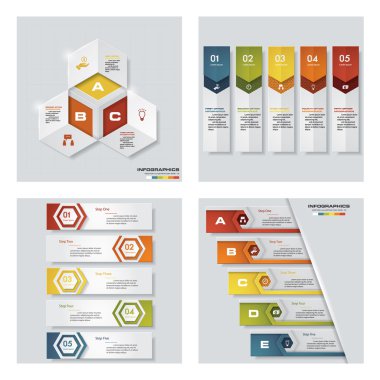 4 tasarım şablonu/grafik veya Web sitesi düzeni topluluğu. Vektör arka plan.