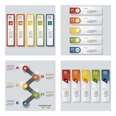 4 tasarım şablonu/grafik veya Web sitesi düzeni topluluğu. Vektör arka plan.
