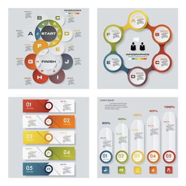 4 tasarım şablonu/grafik veya Web sitesi düzeni topluluğu. Vektör arka plan.