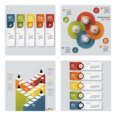 4 tasarım şablonu/grafik veya Web sitesi düzeni topluluğu. Vektör arka plan.