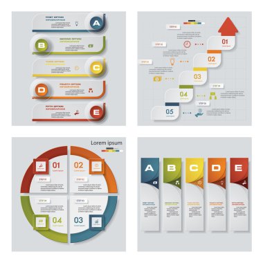4 tasarım şablonu/grafik veya Web sitesi düzeni topluluğu. Vektör arka plan.