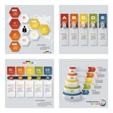 4 tasarım şablonu/grafik veya Web sitesi düzeni topluluğu. Vektör arka plan.