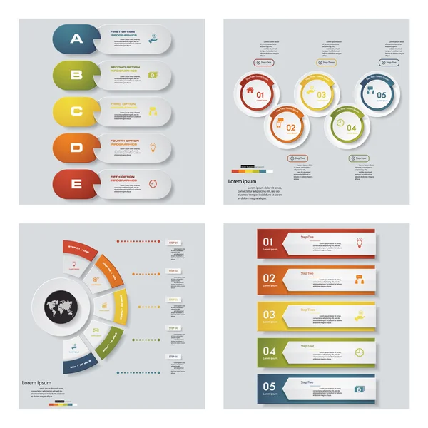 Samling av 4 design mall/grafisk eller webbplats layout. Vektor bakgrund. — Stock vektor