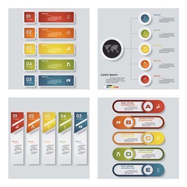 4 Tasarım renkli sunu şablonları koleksiyonu. Vektör arka plan.