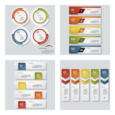 4 Tasarım renkli sunu şablonları koleksiyonu. Vektör arka plan.