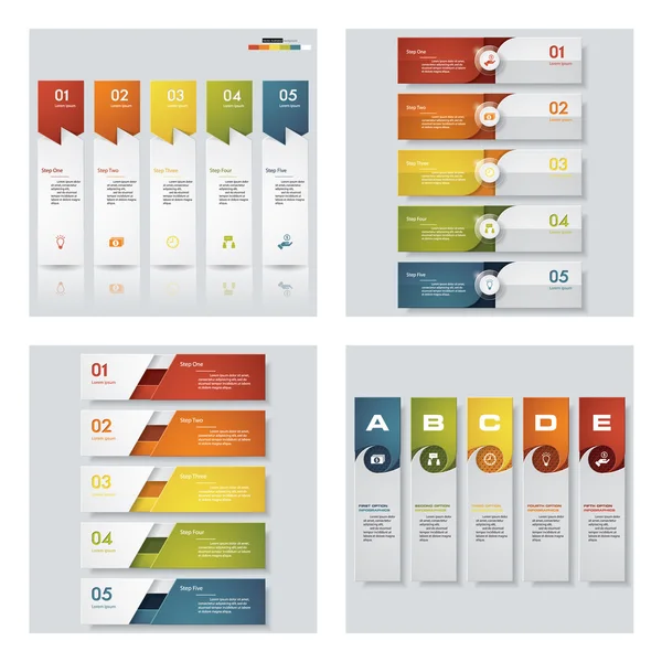 Collection of 4 design colorful presentation templates. Vector Background. — Stock Vector