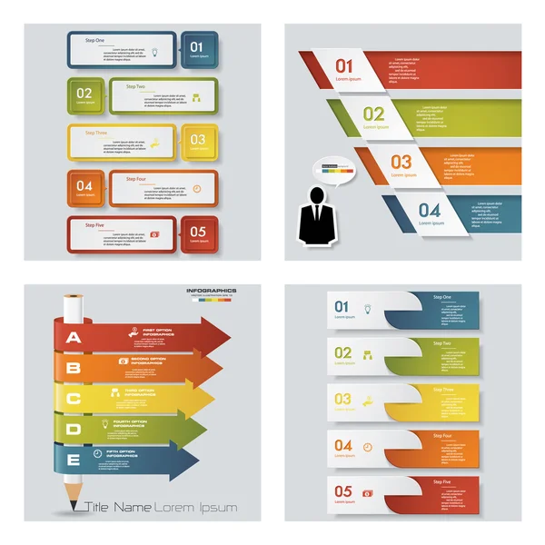 Coleção de 4 modelos de apresentação coloridos de design. Contexto do vetor . — Vetor de Stock