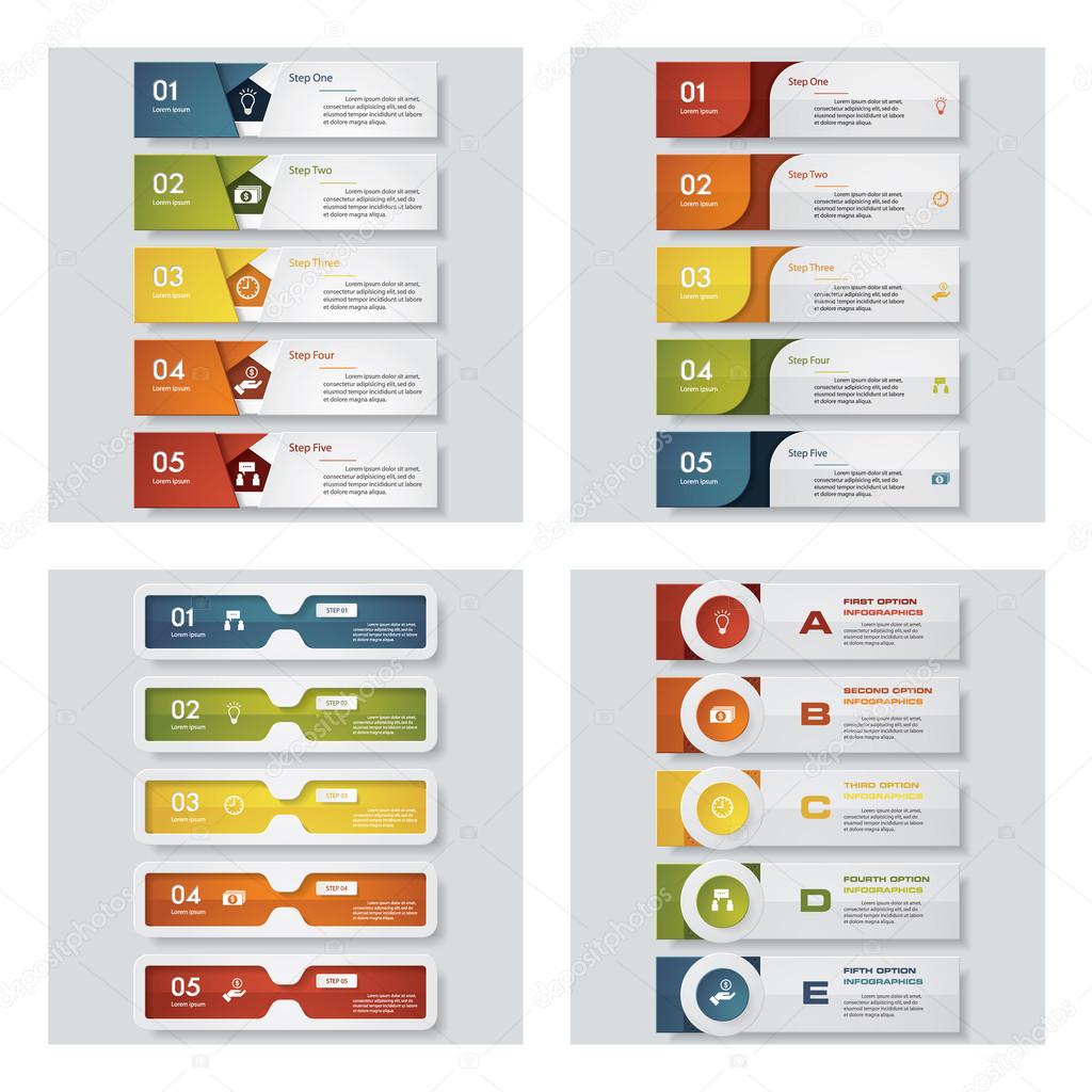 Collection of 4 design colorful presentation templates. Vector Background.