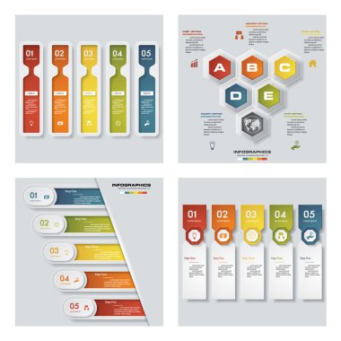 4 Tasarım renkli sunu şablonları koleksiyonu. Vektör arka plan.