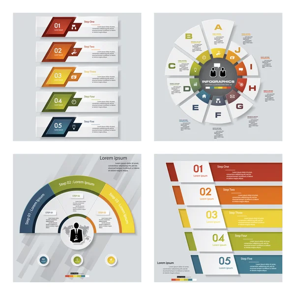 Samling av 4 färgglada presentation formgivningsmallar. Vektor bakgrund. — Stock vektor