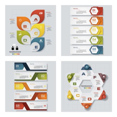 4 Tasarım renkli sunu şablonları koleksiyonu. Vektör arka plan.