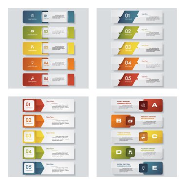 4 Tasarım renkli sunu şablonları koleksiyonu. Vektör arka plan.