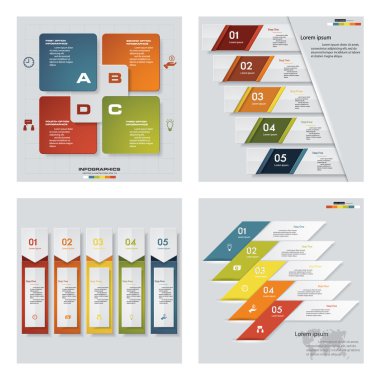4 Tasarım renkli sunu şablonları koleksiyonu. Vektör arka plan.