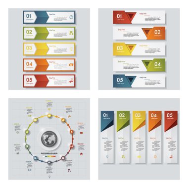 4 Tasarım renkli sunu şablonları koleksiyonu. Vektör arka plan.