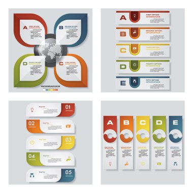 4 Tasarım renkli sunu şablonları koleksiyonu. Vektör arka plan.