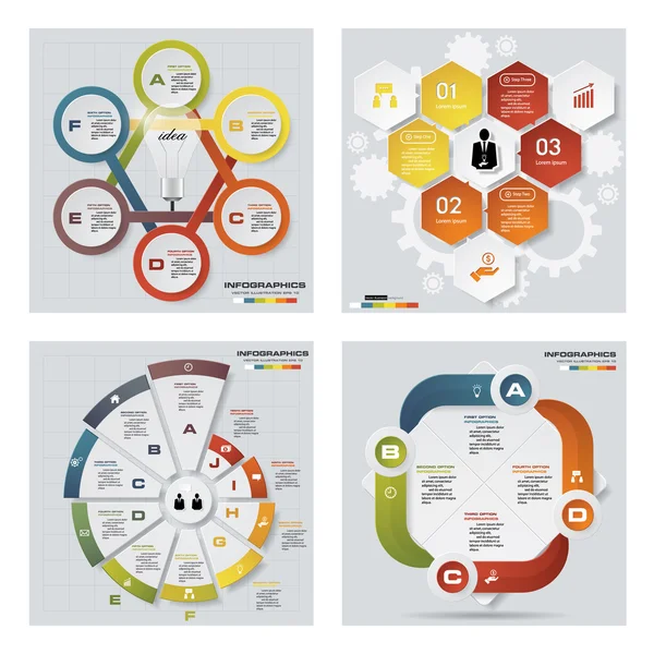 4 디자인 화려한 프레 젠 테이 션 서식 파일의 컬렉션입니다. 벡터 배경. — 스톡 벡터