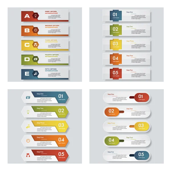 4 Tasarım renkli sunu şablonları koleksiyonu. Vektör arka plan.