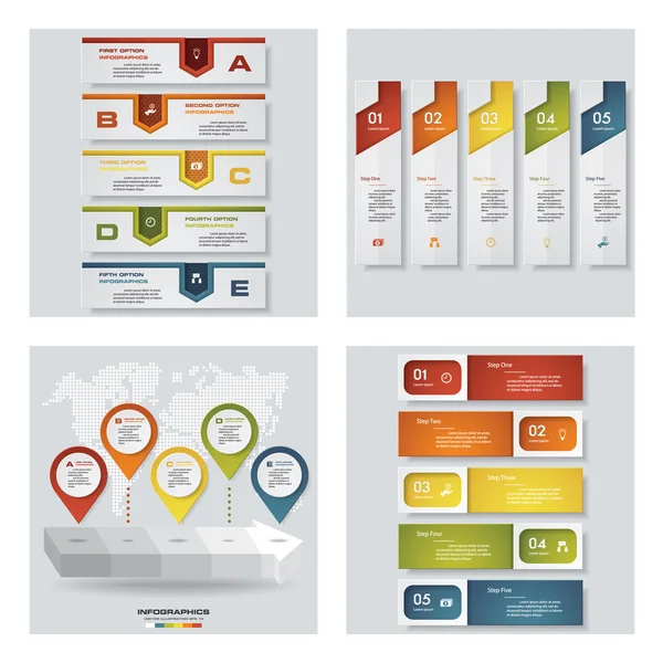 4 Tasarım renkli sunu şablonları koleksiyonu. Vektör arka plan.