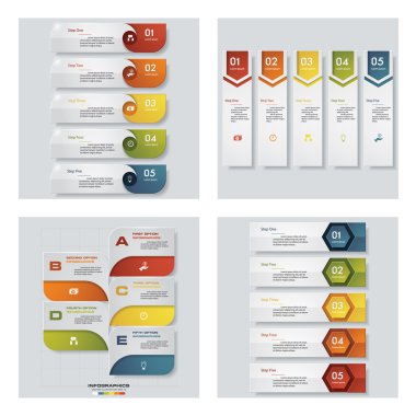 4 Tasarım renkli sunu şablonları koleksiyonu. Vektör arka plan.