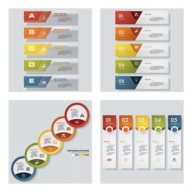4 Tasarım renkli sunu şablonları koleksiyonu. Vektör arka plan.