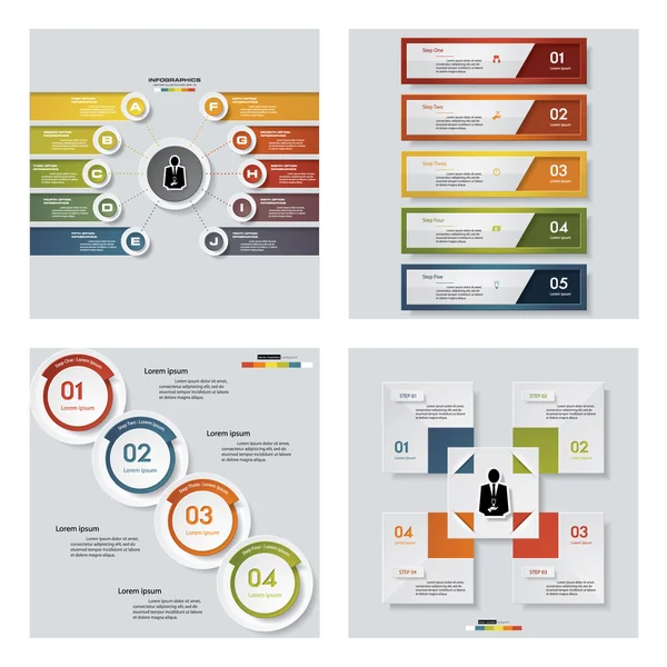 Samling av 4 färgglada presentation formgivningsmallar. Vektor bakgrund. — Stock vektor