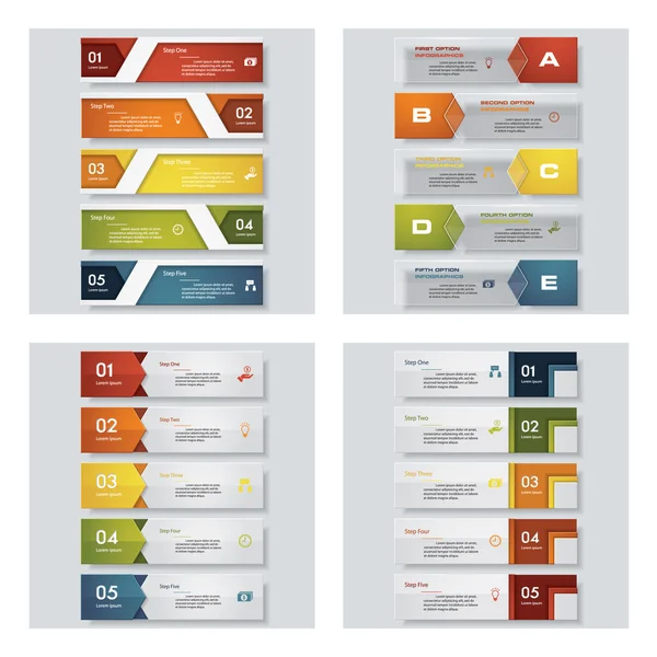 Sammlung von 4 Design bunten Präsentationsvorlagen. Vektorhintergrund. — Stockvektor